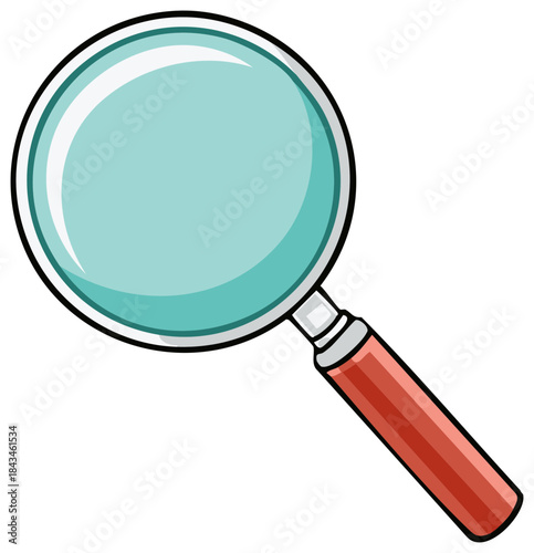 Illustration of a Magnifying Glass with Red Handle for Detail and Exploration