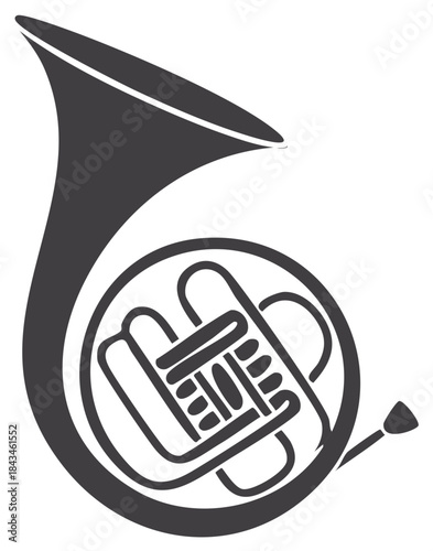 Stylized horn musical instrument simple vector icon graphic