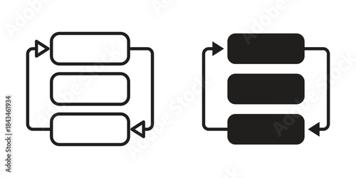 Dependency icons. Solid black silhouette and line art outline. Minimal design element,
