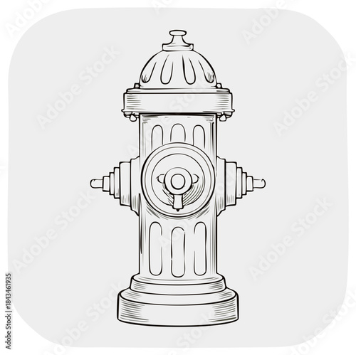 Detailed Line Art Sketch of Cast Iron Fire Hydrant for Urban Design