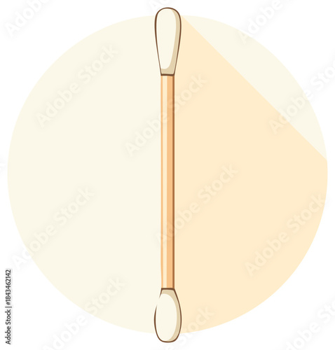 Cotton Swab Illustration Isolated for Personal Hygiene, Ear Cleaning or First Aid Supplies in Cartoon Style