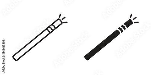 Enhance icons. Solid black silhouette and line art outline. Minimal design element,