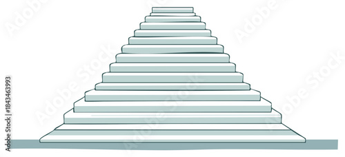 Pyramid Shaped Stairs Reaching Upward Illustration of Many Levels