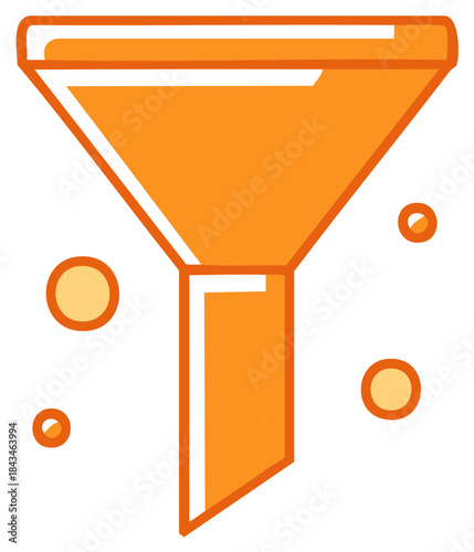 Orange Funnel Icon with Bubbles Abstract Digital Art