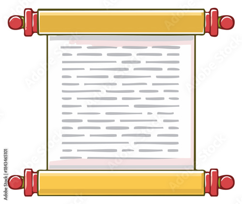 Old unrolled parchment scroll with script vector illustration a historical document or ancient decree