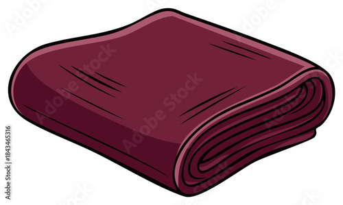 Illustration of a neatly folded dark red fabric blanket or towel item