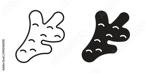 Ginger icons. Solid black silhouette and line art outline. Minimal design element,