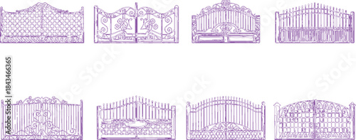 Vector illustration of a fence sketch for architectural design and construction plan