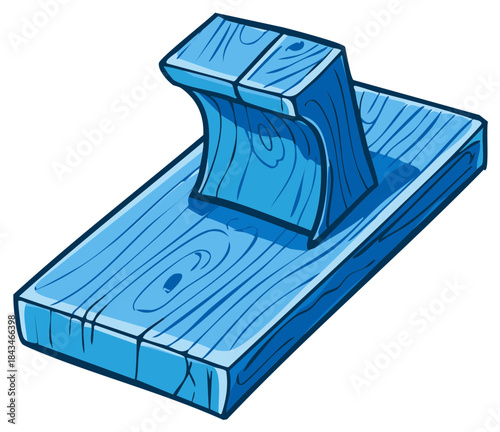 Illustration of a Stylized Blue Wooden Carpenter's Plane Tool
