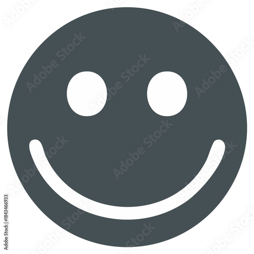 Joyful dark charcoal grey happy face icon expressing positive emotion and user satisfaction
