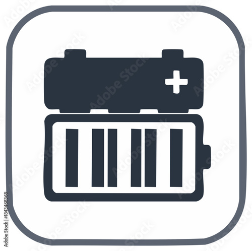 Iconic Battery Symbol: Power Indicator, Cell, Charge Level, and Energy Sign in a Pictogram
