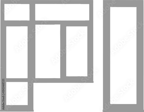 White plastic window frame with glass on an empty interior wall