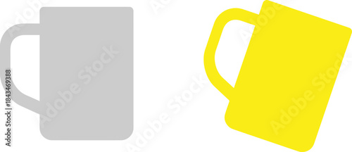 Orange mug with tea and coffee 