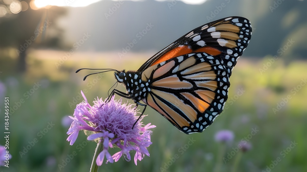 Naklejka premium butterfly on flower