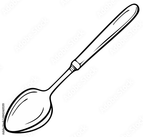 Elegant Spoon Simple Line Art Utensil, Dining Illustration Design Graphic Style