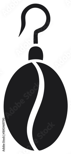 Stylized coffee bean graphic with a question mark symbol representing a query or mystery