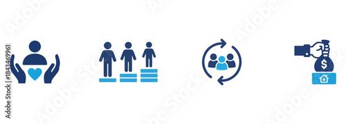 Social Services, Equity, Community, and Housing Finance Icons Set