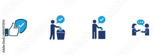 Election Voting Process Icons Set: Security, Ballot Box, and Communication
