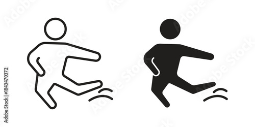 Kung fu icons. Solid black silhouette and line art outline. Minimal design element,