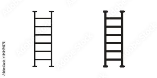 Ladder icons. Solid black silhouette and line art outline. Minimal design element,