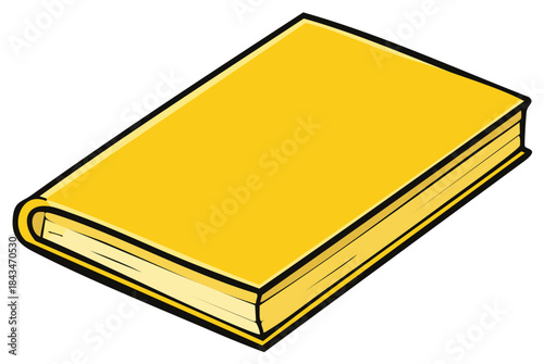 Simple Yellow Hardcover Book Illustration for Reading and Education Concepts