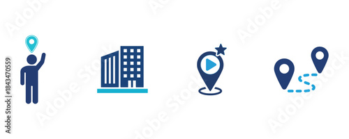 Location, Navigation, Business, and Route Icon Set - Map Pointers Graphics