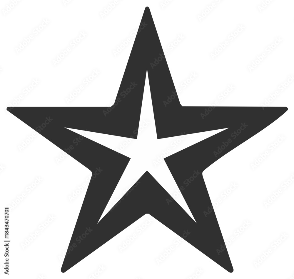 Fototapeta premium Five-Point Star inside a Five-Pointed Star, Emblematic Symbol, Achievement, Graphic Element, White Interior