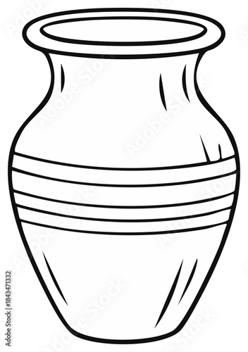Classic ceramic vase with horizontal bands an ornamental vessel for flowers or decoration