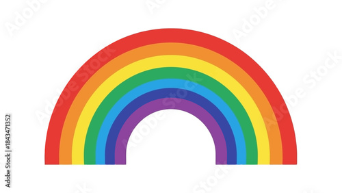 Colorful Rainbow Arch Vector Illustration on White Background, Symbol of Hope and Diversity