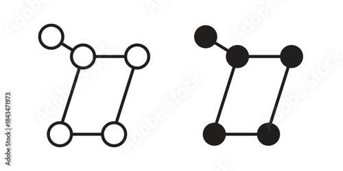 Lyra Constellation icons. Solid black silhouette and line art outline. Minimal design element,