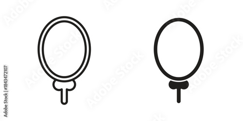 Magic mirror icons. Solid black silhouette and line art outline. Minimal design element,
