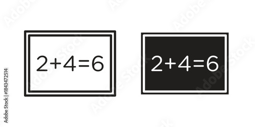 Math class icons. Solid black silhouette and line art outline. Minimal design element,