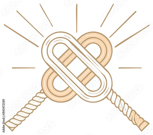 Illustration of a shining eternal knot with two intertwined ropes symbolizing unity and strength