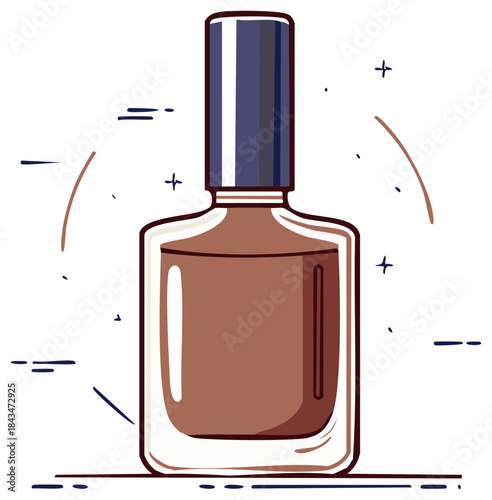 Elegant Brown Nail Polish Bottle Vector Illustration for Manicure Beauty Care Products