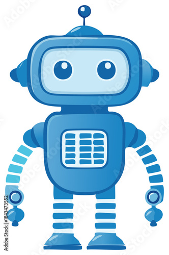 Cute cartoon vector robot with antenna and segmented limbs, perfect for tech and futuristic concepts