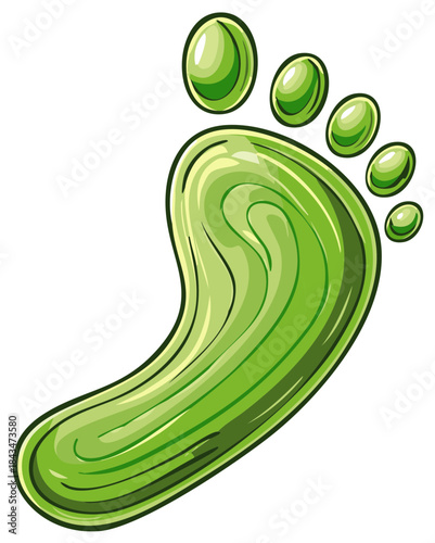 Green footprint vector illustration representing environmental concepts and carbon footprint