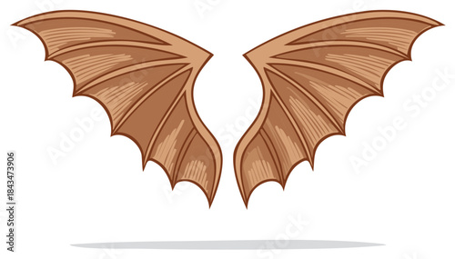 Brown fantasy bat dragon wings cartoon illustration creature costume element