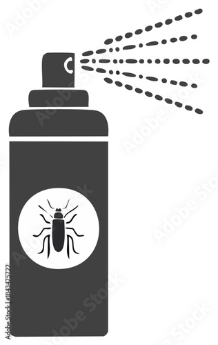 Insecticide spray can icon emitting a fine mist spray, showing a bug symbol on the can.