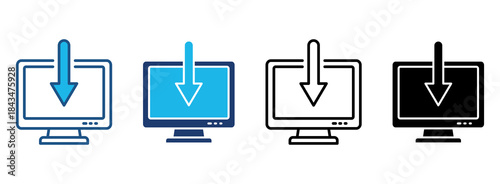 Download Icon Set With Multiple Styles. Vector Illustration
