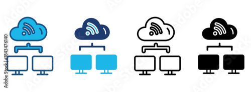 Network Connection Icon Set With Multiple Styles. Vector Illustration