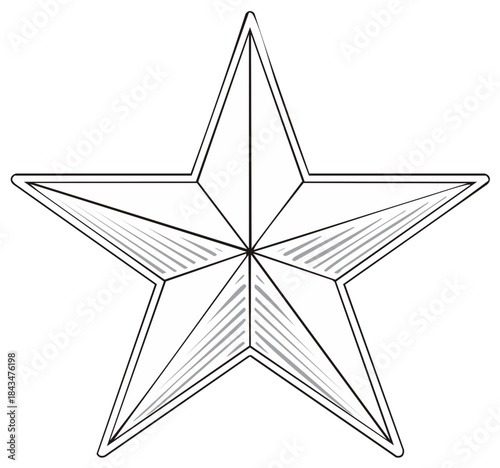 Outline illustration of a star shape with shading