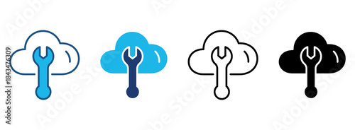 Maintenance Icon Set With Multiple Styles. Vector Illustration