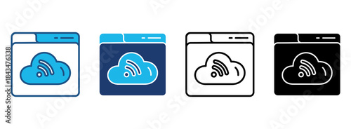 Browser Icon Set With Multiple Styles. Vector Illustration