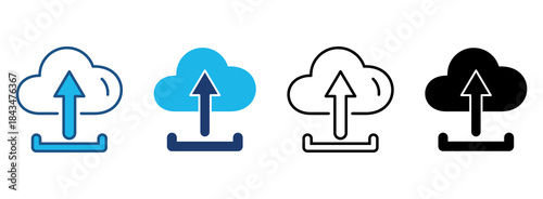 Upload Icon Set With Multiple Styles. Vector Illustration