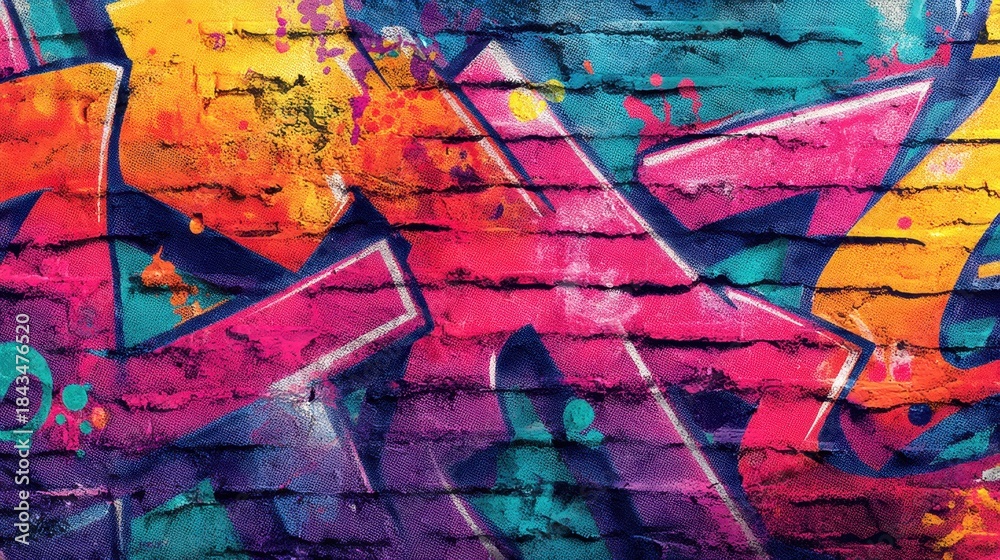 Fototapeta premium A colorful graffiti wall with the letters K, X, and Z. The wall is made of bricks and has a vibrant, energetic feel to it