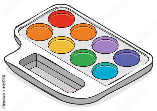 Palette filled with primary and secondary colors in a cartoon style