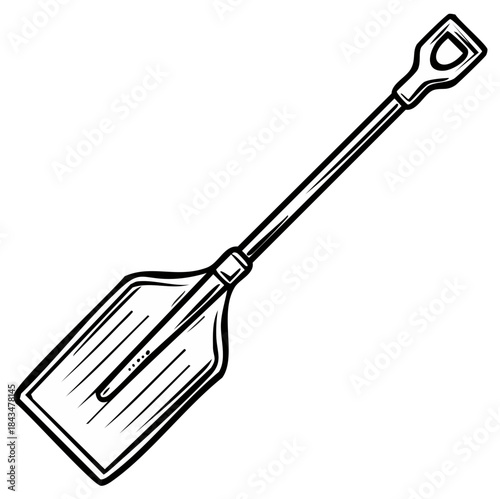 Vintage style shovel illustration for digging and gardening. Hand-drawn outline of a classic garden tool.