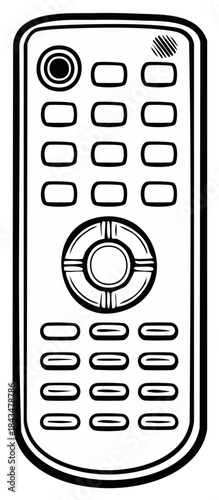 Simplified Remote Control with Circular Navigation, Button Arrays, and Ergonomic Design for Home Entertainment