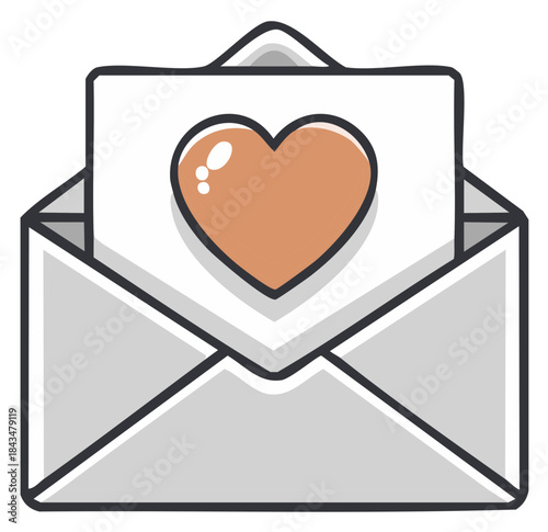 Open envelope with a loving message and a heart symbol visible inside