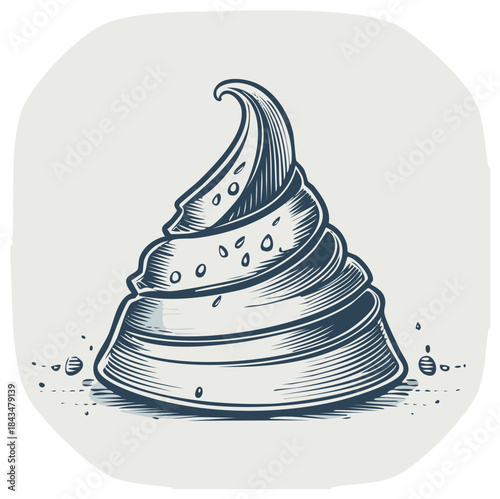 Stylized Swirl Treat: Decorative Frosting with Detailed Engraving Effects for Dessert Concepts and Sweet Iconography